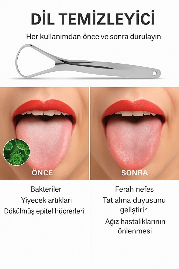 Mucit Home Dil Temizleyici Gümüş Ağız Bakım Dil Plak Temizleme Dil Sıyırıcı