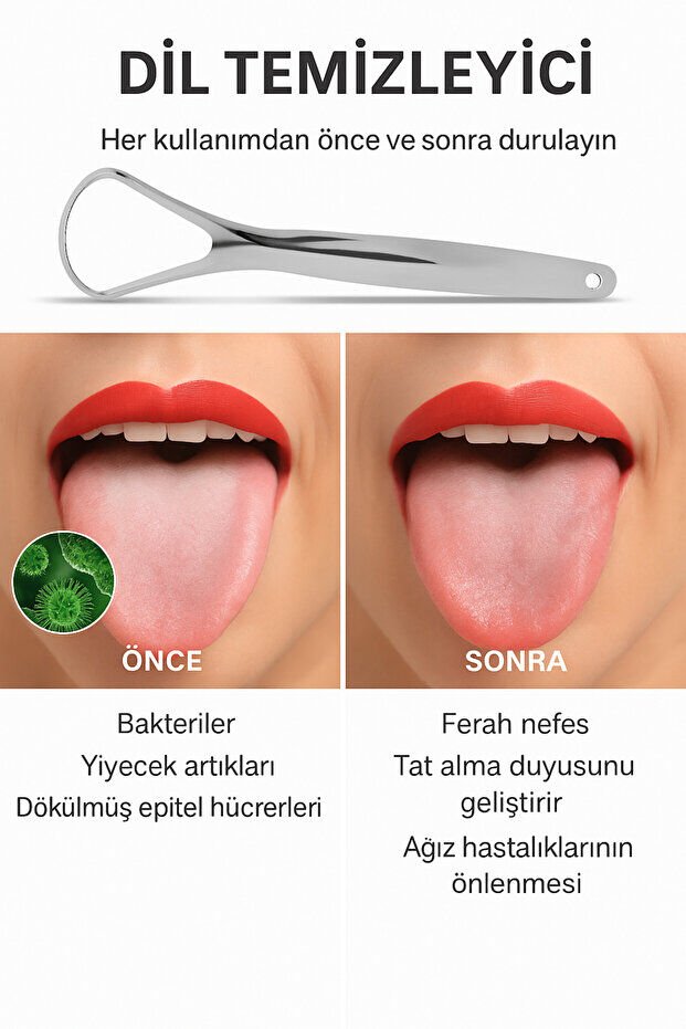 Mucit Home Dil Temizleyici Gümüş Ağız Bakım Dil Plak Temizleme Dil Sıyırıcı