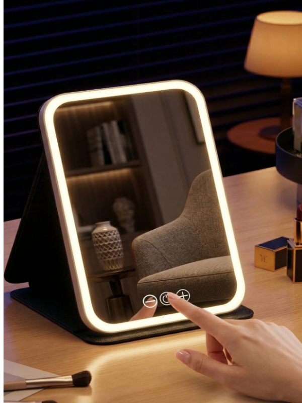 Mucit Home LED Makyaj Aynası Işıklı Katlanabilir Masaüstü Makyaj Aynası 3 Aydınlatma Modlu Makyaj Aynası