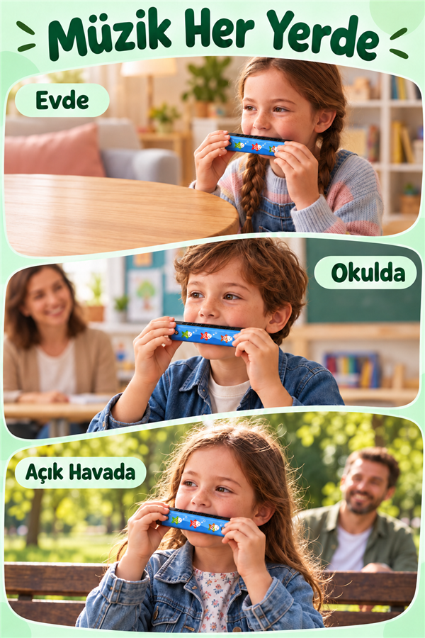 Mucit Home Ahşap Mızıka Nefes Egzersizi Çocuk Müzik Aleti - Okul Eğlence Hediye