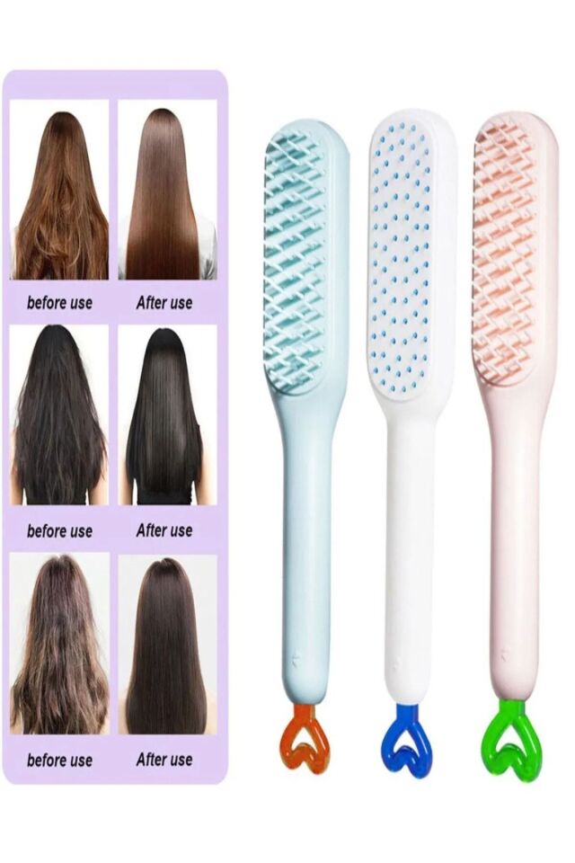 Mucit Home Kendi Kendini Temizleyen Otomatik Tuşlu Saç Tarağı Dolaşık Açıcı Anti-Statik Saç Tarağı