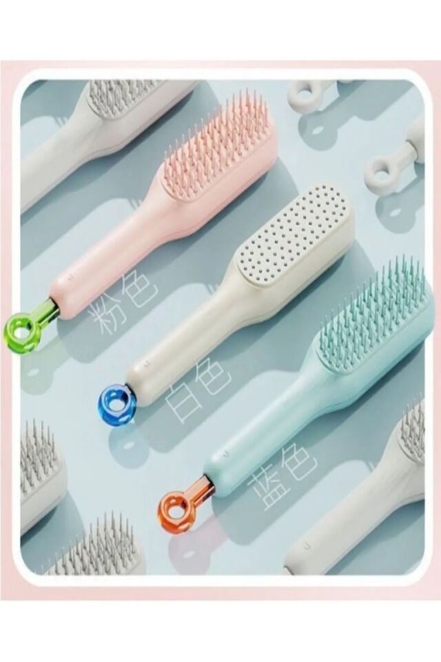 Mucit Home Kendi Kendini Temizleyen Otomatik Tuşlu Saç Tarağı Dolaşık Açıcı Anti-Statik Saç Tarağı