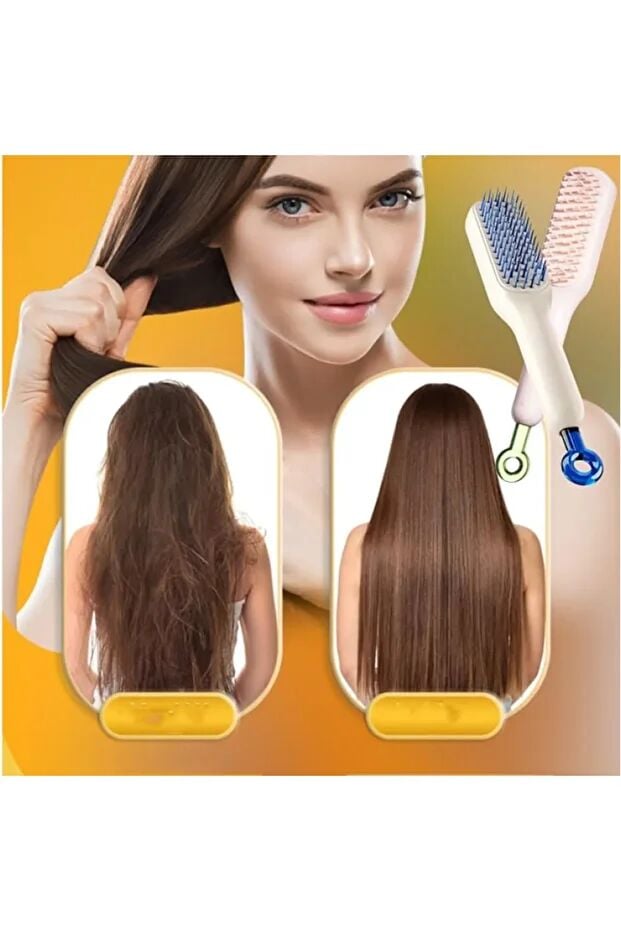 Mucit Home Kendi Kendini Temizleyen Otomatik Tuşlu Saç Tarağı Dolaşık Açıcı Anti-Statik Saç Tarağı