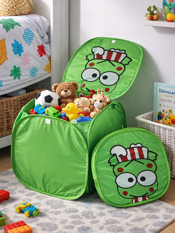 Mucit Home Kapaklı Çocuk Oyuncak Sepeti Kendinden Desenli Oyuncak Ve Kirli Sepeti 35*50cm