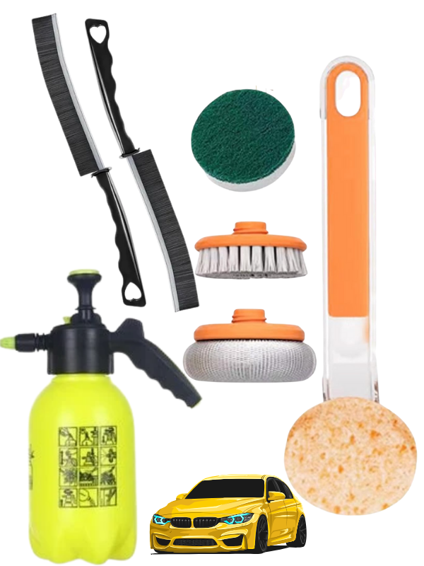 Mucit Home 8 Parça Köpükleme Püskürtme Pompası Detay Fırçası Ve 4 Başlıklı Temizlik Fırça Seti