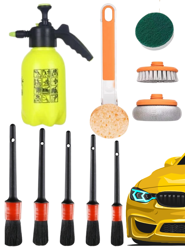 Mucit Home 11 Parça Araba Detay Temizleme Seti Araç Köpükleme Pompa Ve Detay Temizleme Fırça Seti
