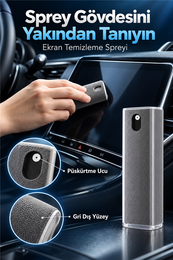 Mucit Home Araç İçi Dijital Ekran Temizleme Spreyi  Telefon ve Tablet Ekran Temizleme Süngeri Ve Sprey