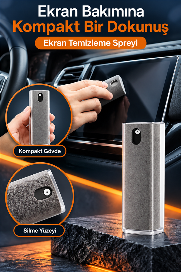 Mucit Home Araç İçi Dijital Ekran Temizleme Spreyi  Telefon ve Tablet Ekran Temizleme Süngeri Ve Sprey