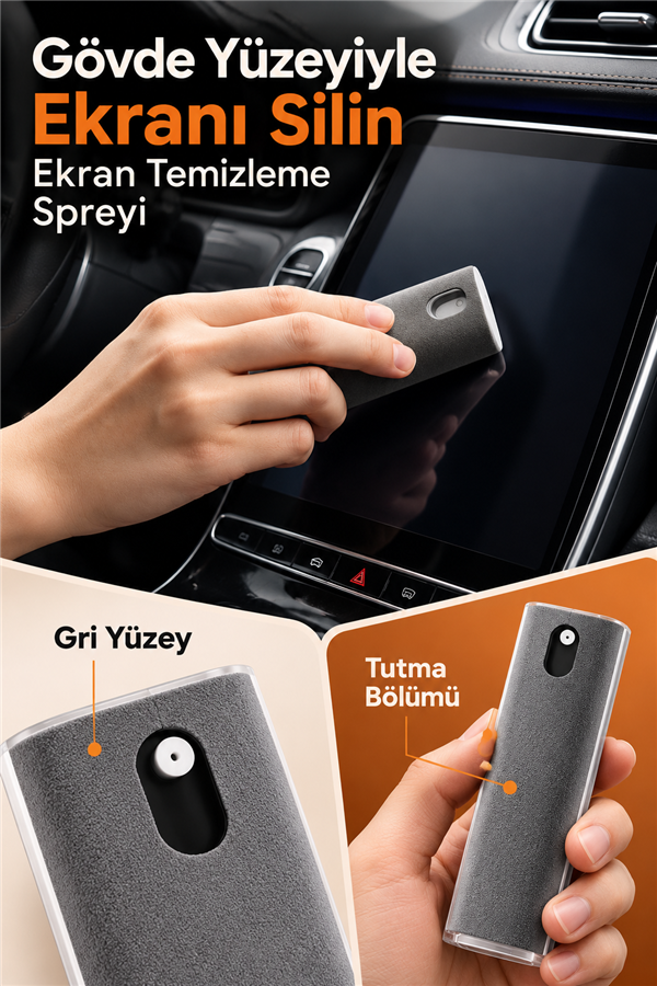 Mucit Home Araç İçi Dijital Ekran Temizleme Spreyi  Telefon ve Tablet Ekran Temizleme Süngeri Ve Sprey