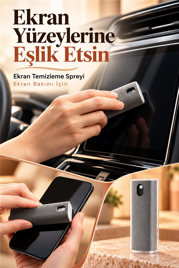 Mucit Home Araç İçi Dijital Ekran Temizleme Spreyi  Telefon ve Tablet Ekran Temizleme Süngeri Ve Sprey