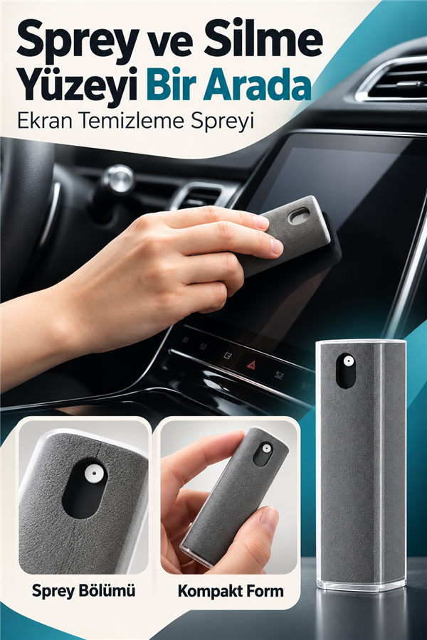 Mucit Home Araç İçi Dijital Ekran Temizleme Spreyi  Telefon ve Tablet Ekran Temizleme Süngeri Ve Sprey