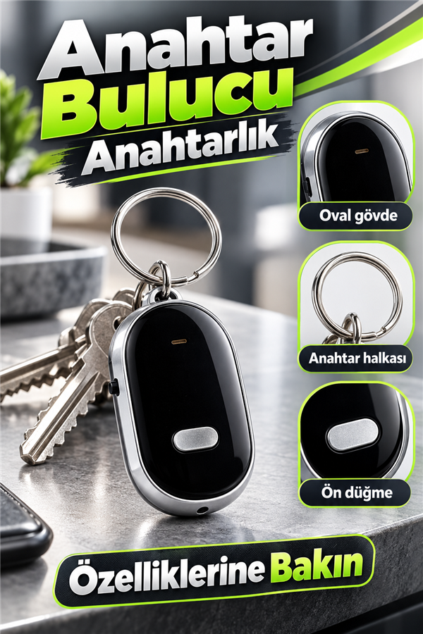 Mucit Home Anahtar Bulucu Anahtarlık Sese Duyarlı Işıklı Anahtarlık Aparat