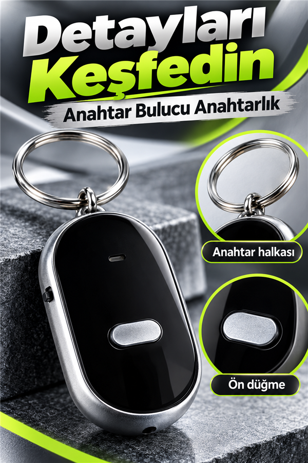 Mucit Home Anahtar Bulucu Anahtarlık Sese Duyarlı Işıklı Anahtarlık Aparat
