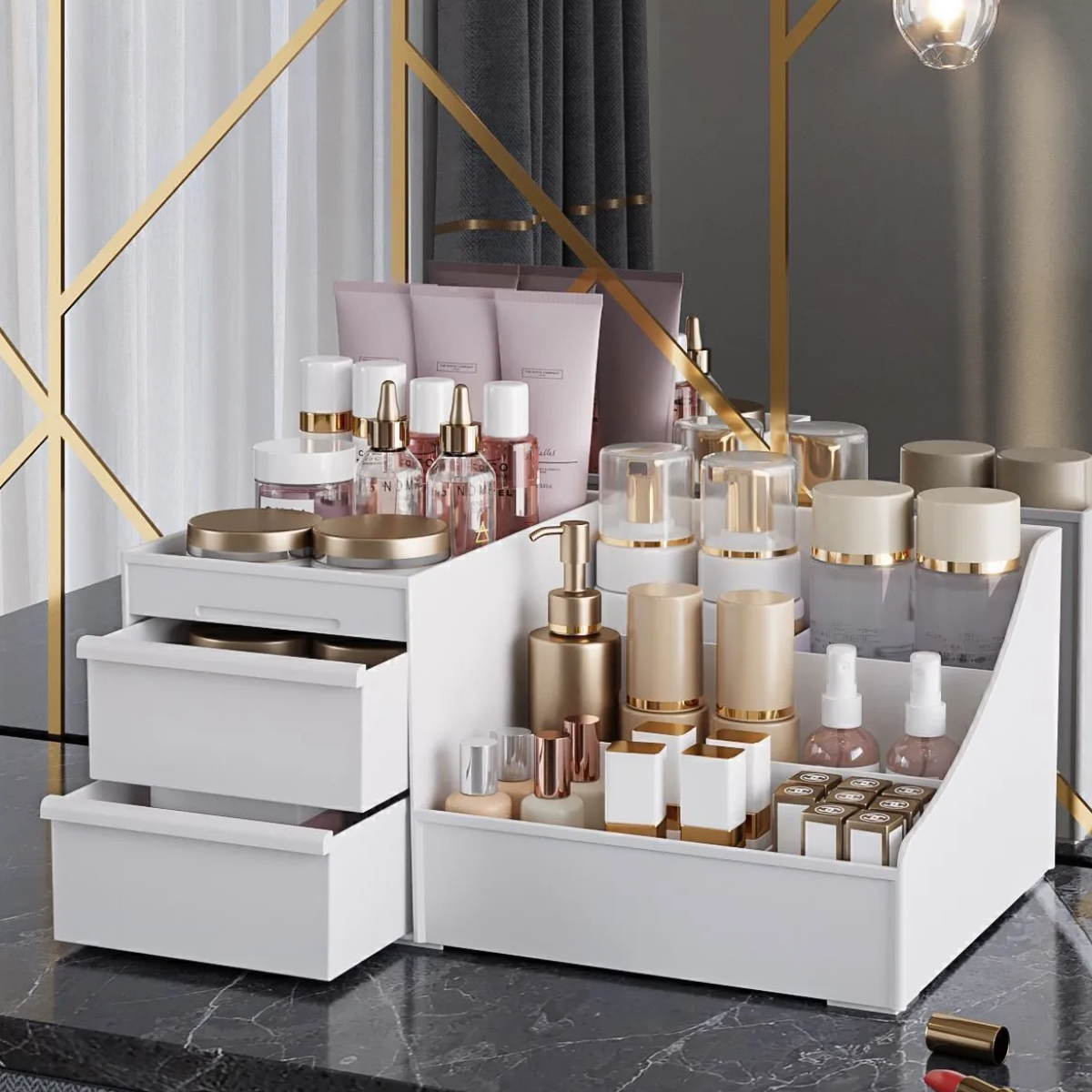 Mucit Home  ELEGANCE Çekmeceli Çok Amaçlı Organizer Kozmetik Parfüm Krem Takı Düzenleyici