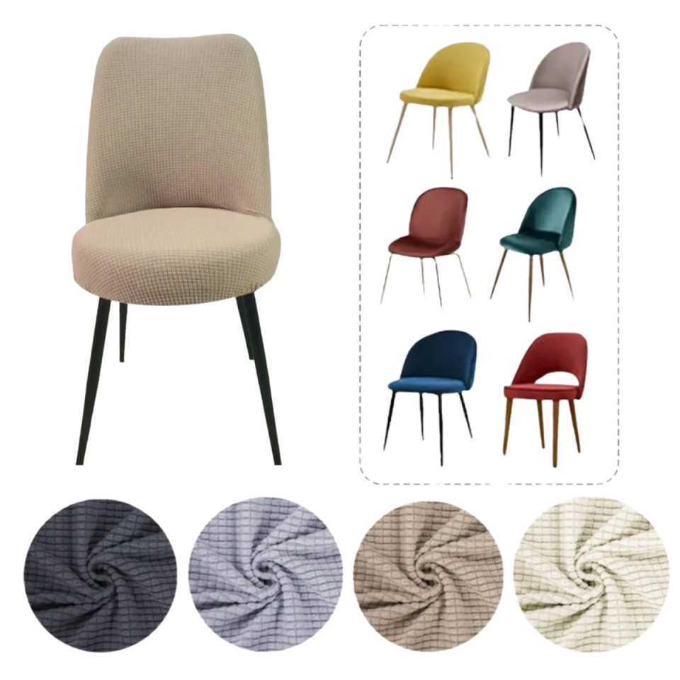 Mucit Home  Oval Sandalye Kılıfı ,Bambu Kareli Kumaş Esnek Lastikli, açık kahverengi 6 Adet