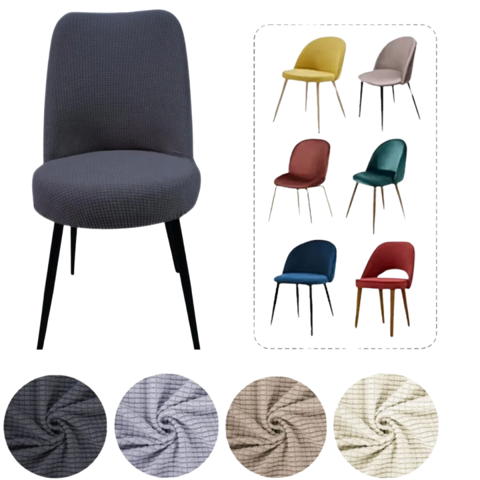 Mucit Home  ,Oval Sandalye Kılıfı .Bambu Kareli Kumaş Esnek Lastikli Antrasit -6 adet