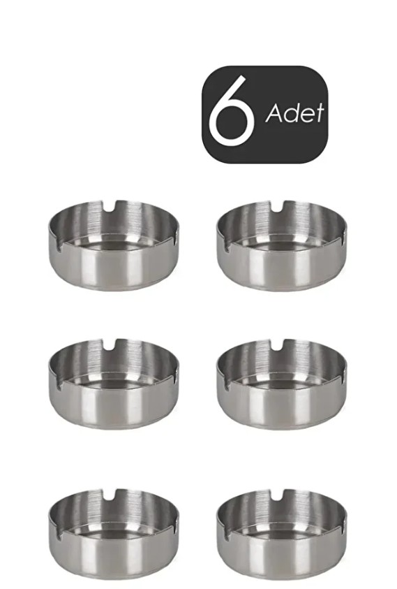 Küllük Metal Küllük Paslanmaz Çelik 6 lı Kül Tablası Küllük Seti