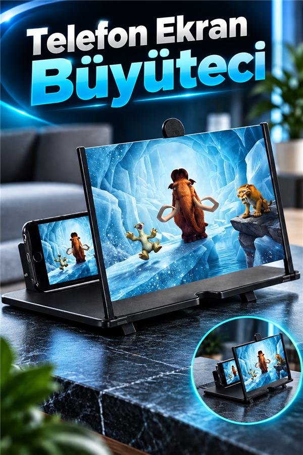 Mucit Home Telefon Ekran Büyüteci Taşınabilir Ekran Büyütücü Stand Katlanabilir Telefon Tutucu