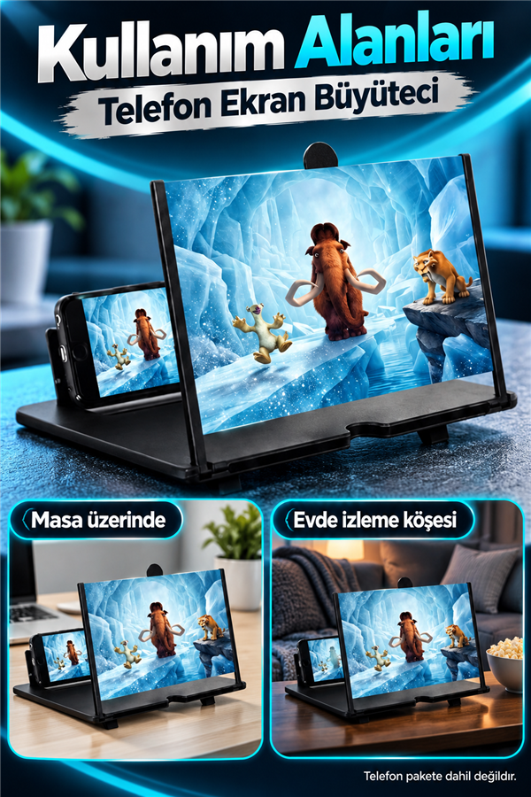 Mucit Home Telefon Ekran Büyüteci Taşınabilir Ekran Büyütücü Stand Katlanabilir Telefon Tutucu