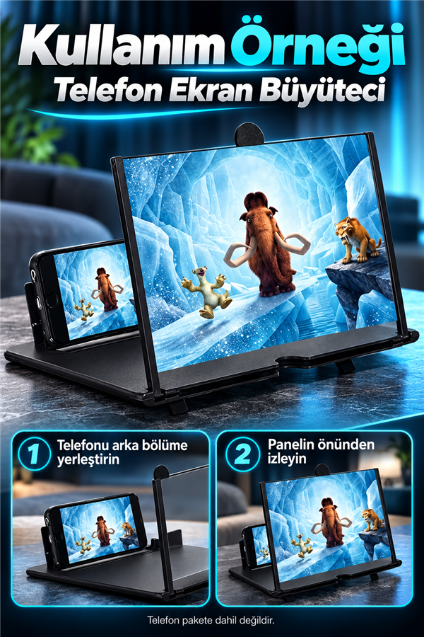 Mucit Home Telefon Ekran Büyüteci Taşınabilir Ekran Büyütücü Stand Katlanabilir Telefon Tutucu