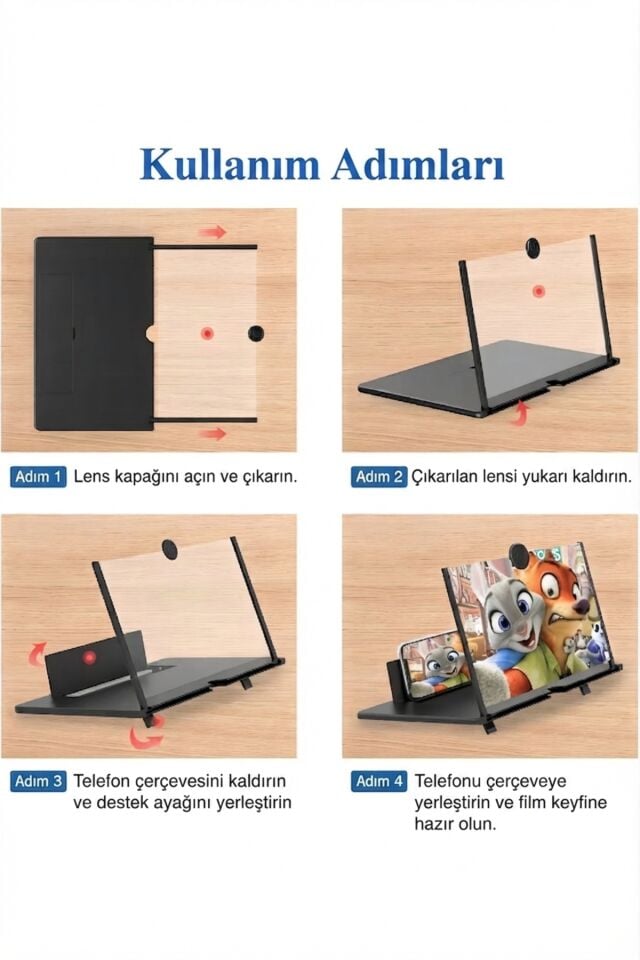 Telefon Ekran Büyüteci  12 İnç Taşınabilir Ekran Büyütücü Stand Katlanabilir Telefon Tutucu
