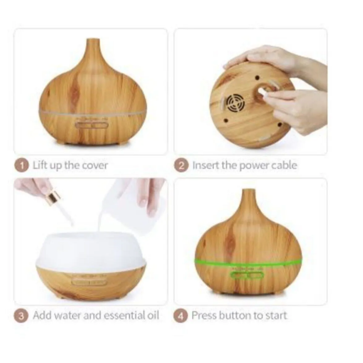 Mucit Home  Aroma Difüzörü Buhar Ultrasonik 7 Renk Led Işıklı Aromatik Oda Kokusu Hava Nemlendirici 550