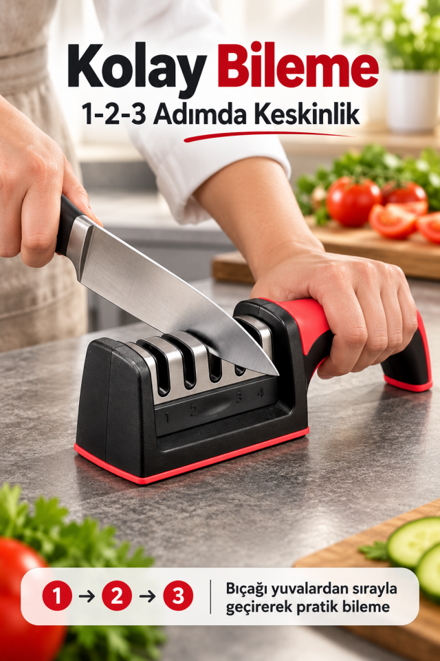Mucit Home Bıçak Ve Makas Bileyici 4 Açılı Elmas Seramik Çelik El Bıçakları Bileme