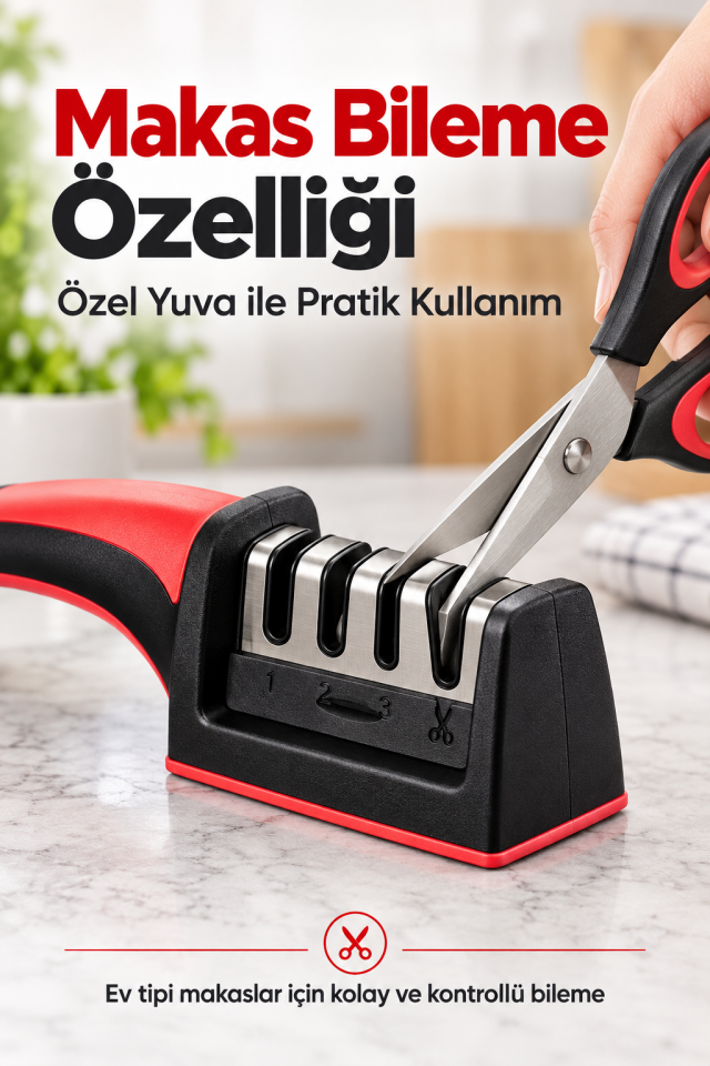 Mucit Home Bıçak Ve Makas Bileyici 4 Açılı Elmas Seramik Çelik El Bıçakları Bileme