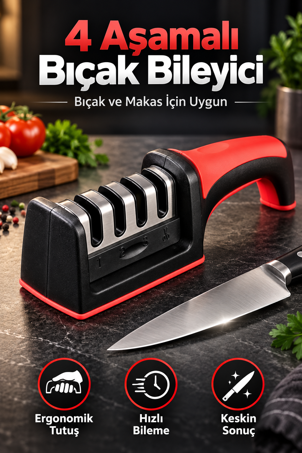 Mucit Home Bıçak Ve Makas Bileyici 4 Açılı Elmas Seramik Çelik El Bıçakları Bileme