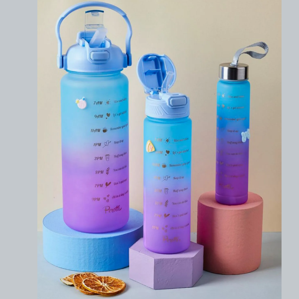 Mucit Home  3'lü kamp spor fitnes motivasyon suluk matara seti 3 Boy