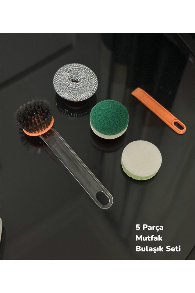 Mucit Home Mutfak Bulaşık Temizlik Seti - Bulaşık Süngeri , Tel , Fırça Ve Kazıyıcı Bir Arada