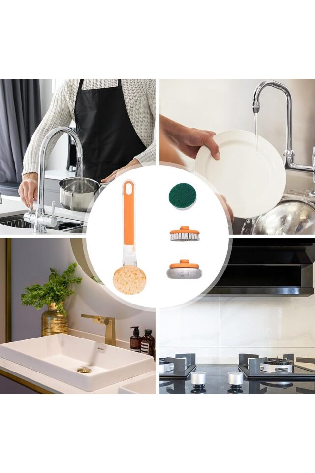 Mucit Home Mutfak Bulaşık Temizlik Seti - Bulaşık Süngeri , Tel , Fırça Ve Kazıyıcı Bir Arada