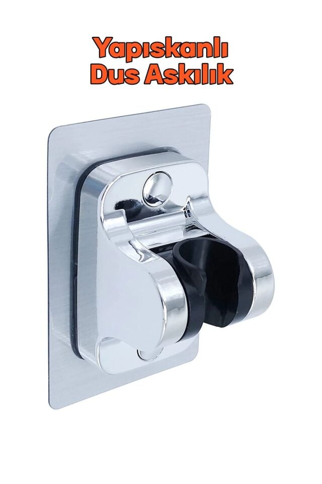 Krom Kendinden Yapışkanlı 15 Kg Taşıyabilen Nano Duş Başlığı Askısı Mafsal Kolay Temiz Kurulum