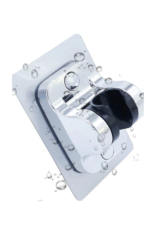 Krom Kendinden Yapışkanlı 15 Kg Taşıyabilen Nano Duş Başlığı Askısı Mafsal Kolay Temiz Kurulum