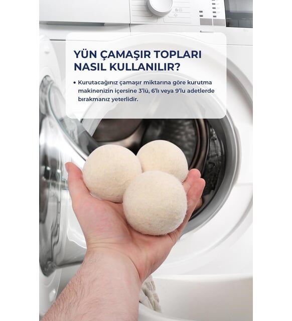 Mucit Home 3 Adet Yün Kurutma Topu Kurutma Makinesi Için Doğal Yumuşatıcı Çamaşır Kurutma Topları
