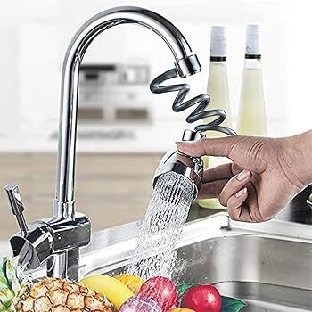 Hortumlu Krom 3 Fonksiyonlu Mutfak Lavabo Başlığı Uzayabilen 360 Derece Döner Musluk Ucu Tasarruflu