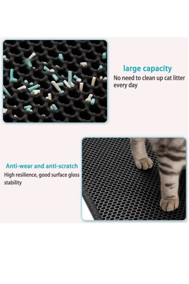 Mucit Home Kedi Tuvalet Paspası Kedi Kumu Paspası Elekli Kum Toplayıcı Kedi Halısı