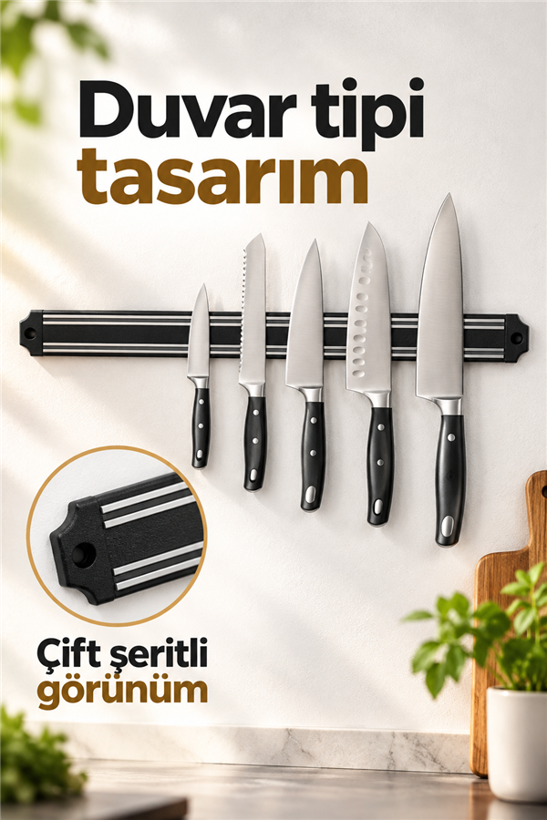Mucit Home Mıknatıslı 33 Cm Bıçak Askısı Bıçak Tutucu Bıçak Organizer Bıçaklık