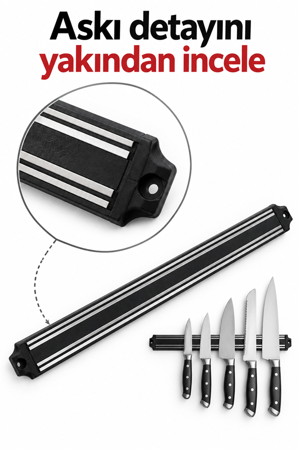 Mucit Home Mıknatıslı 33 Cm Bıçak Askısı Bıçak Tutucu Bıçak Organizer Bıçaklık