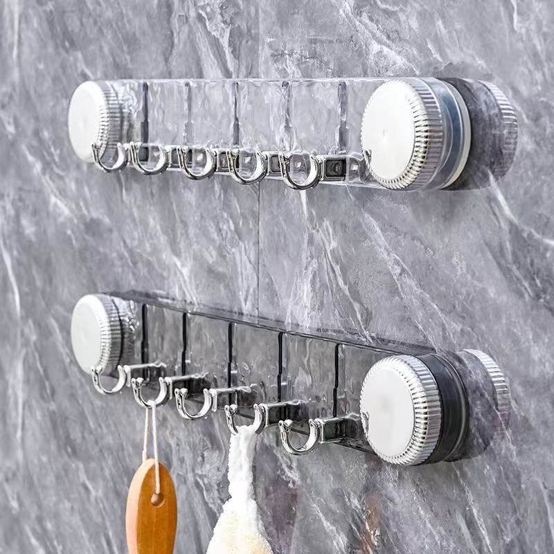 Mucit Home Vantuzlu 5 Kancalı Askılık Delmeden Tak-çıkar Lüks Güçlü Vantuzlu Şeffaf Askılık