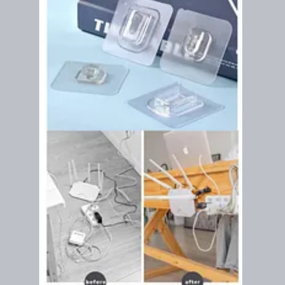 Mucit Home  Çift Taraflı Yapışkanlı Geçmeli Klips 10 Adet Eşya Sabitleme Askısı Şeffaf Duvar Kancası
