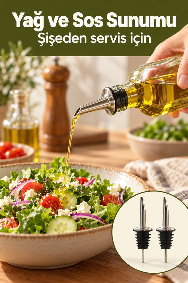 Mucit Home 2 Adet Şişe Ucu Servis Aparatı Yağdanlık Tıpa Tapa Mantar Bar Restaurant Otel İçin