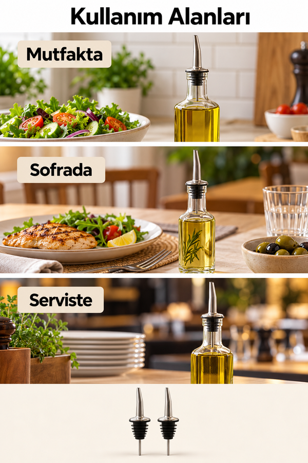 Mucit Home 2 Adet Şişe Ucu Servis Aparatı Yağdanlık Tıpa Tapa Mantar Bar Restaurant Otel İçin