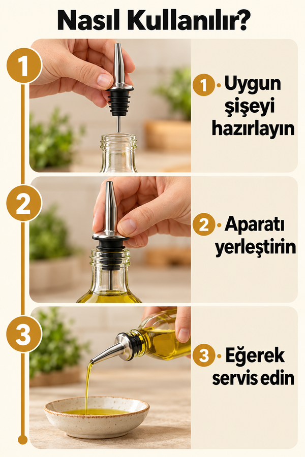 Mucit Home 2 Adet Şişe Ucu Servis Aparatı Yağdanlık Tıpa Tapa Mantar Bar Restaurant Otel İçin