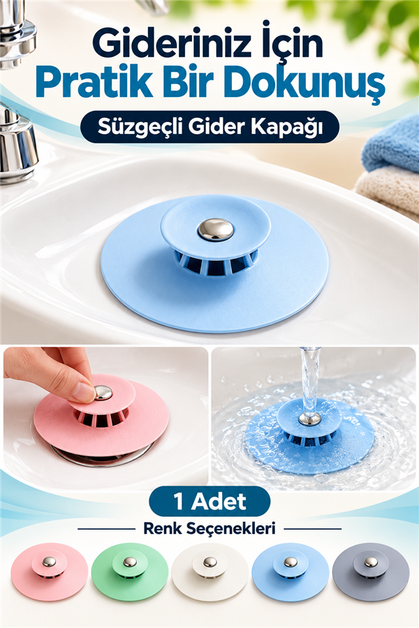 Mucit Home 1 Adet Süzgeçli Banyo Küvet Lavabo Gider Filtresi Süzgeci Pompası Tıkacı Tıpası