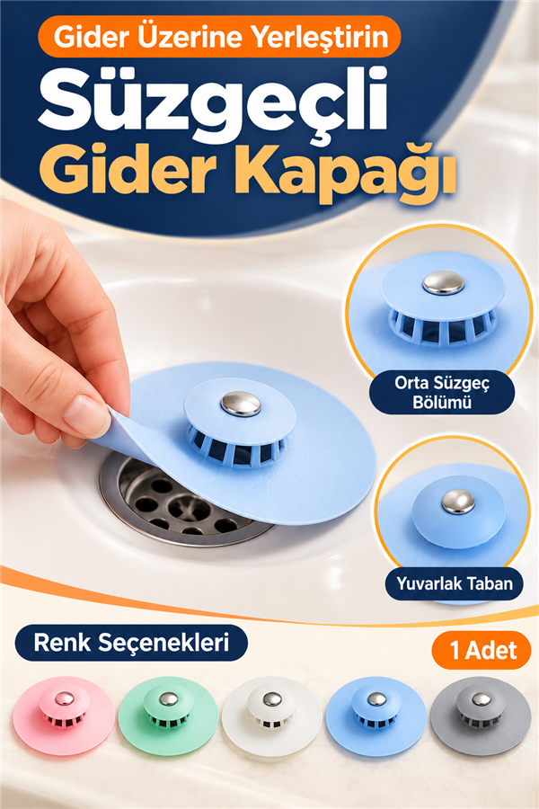 Mucit Home 1 Adet Süzgeçli Banyo Küvet Lavabo Gider Filtresi Süzgeci Pompası Tıkacı Tıpası