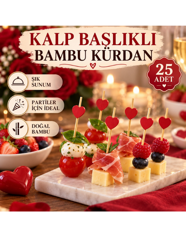 Mucit Home Kalpli Renkli Karışık Kanepe Kürdanı 25 Adet Meze,Kokteyl ve Parti Sunum Kürdanı