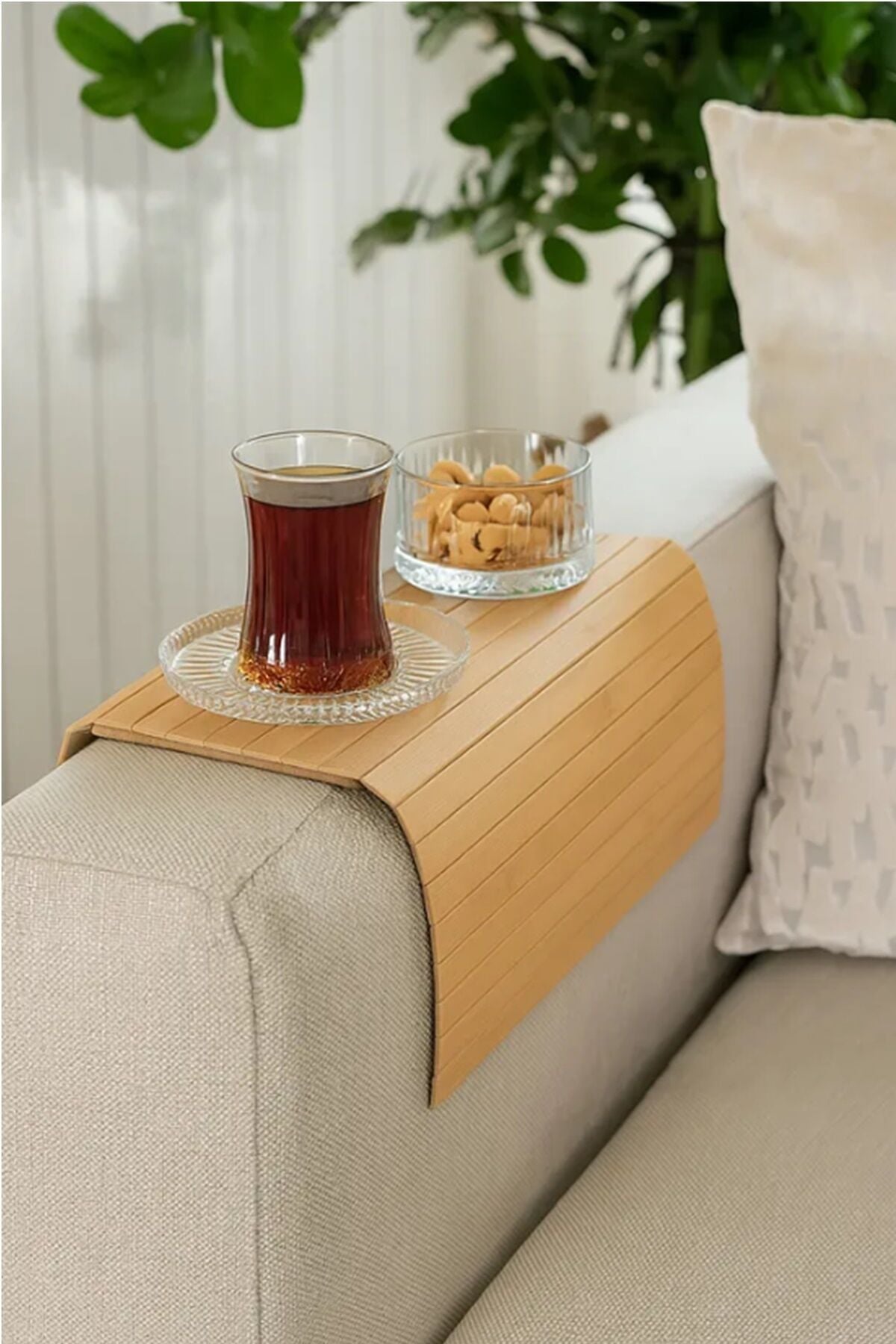 Mucit Home Katlanabilir Bambu Kolçak Tepsi Portatif Koltuk Kolu Sehpa Çekyat Yan Kol Tepsisi