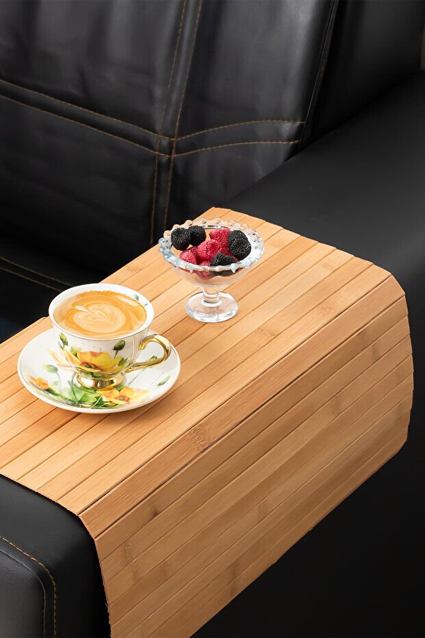 Mucit Home Katlanabilir Bambu Kolçak Tepsi Portatif Koltuk Kolu Sehpa Çekyat Yan Kol Tepsisi