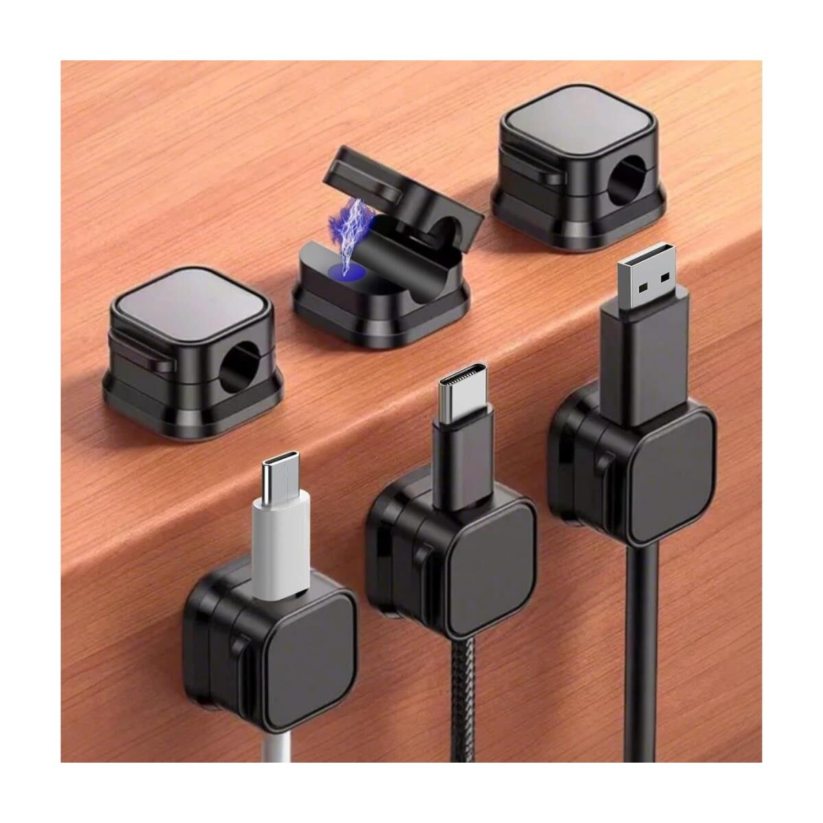 Mucit Home 6 Adet Set Yapışkanlı Manyetik Kapaklı Kablo Düzenleyici Organizer, Ev, Ofis, Kablo Düzenleyici